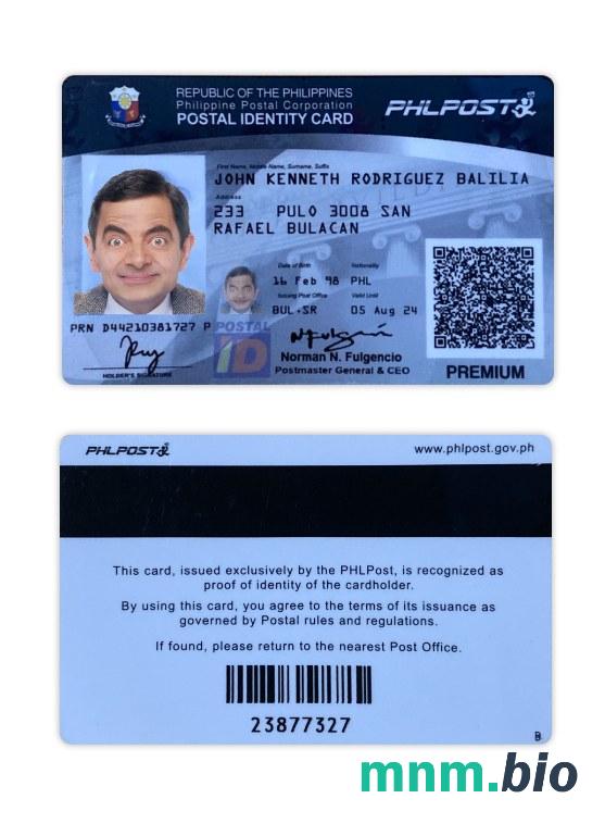 Pocztowa karta identyfikacyjna Filipin